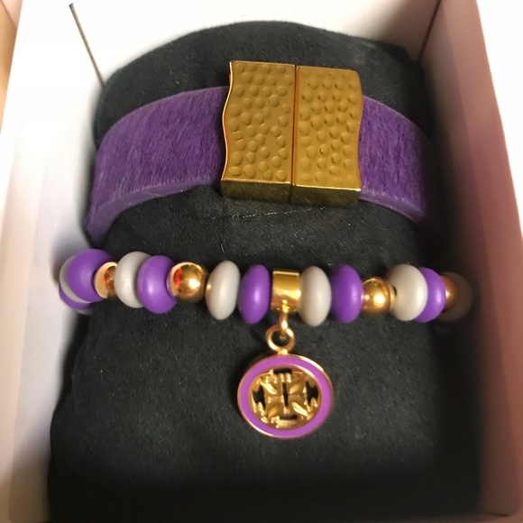PURPLE &GOLD Rustic Cuff Bracelets - Picture 2 of 2